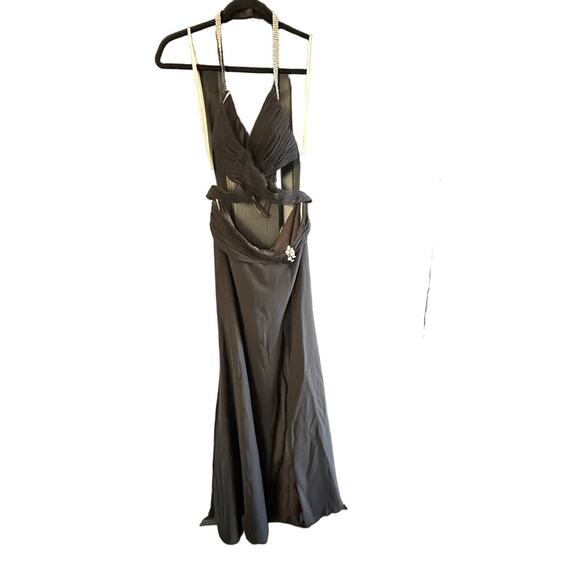 Precious Formal Black Runway Strappy Cutout Maxi Dress Size 2 - Picture 1 of 10